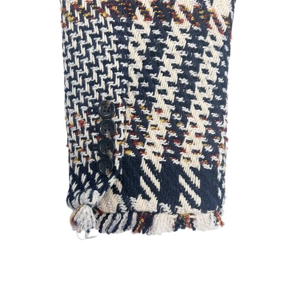ANN TAYLOR Houndstooth Tweed Fringe Blazer Size 12 - Picture 3 of 14